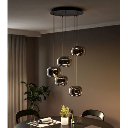 Eglo - Pendente LED dimerizável em cabo 5xLED/5,8W/230V preto/fumê