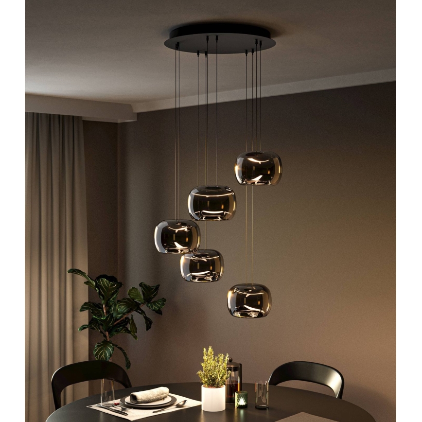 Eglo - Pendente LED dimerizável em cabo 5xLED/5,8W/230V preto/fumê