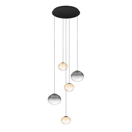 Eglo - Lustre LED regulável suspenso por cabo 5xLED/5,8W/230V 2200-6500K preto/bege/fumê + comando remoto
