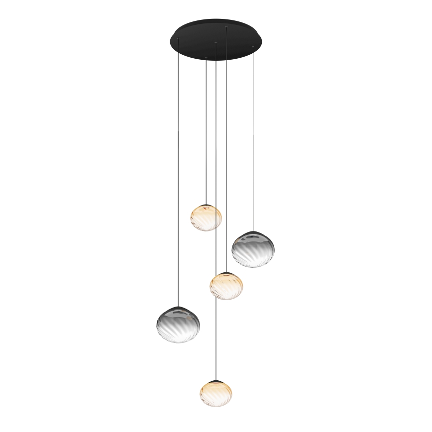 Eglo - Lustre LED regulável suspenso por cabo 5xLED/5,8W/230V 2200-6500K preto/bege/fumê + comando remoto