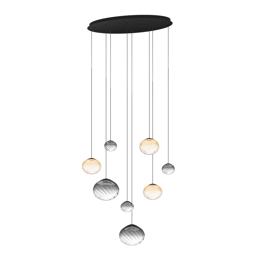 Eglo - Lustre LED dimerizável suspenso por cabo 8xLED/5,8W/230V 2200-6500K preto/bege/fumê + controlo remoto
