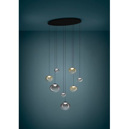 Eglo - Lustre LED dimerizável suspenso por cabo 8xLED/5,8W/230V 2200-6500K preto/bege/fumê + controlo remoto