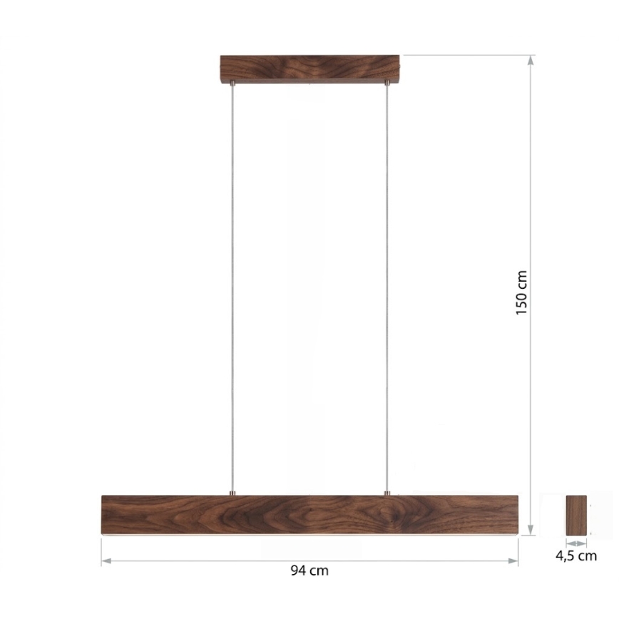 Eglo - Lustre LED suspenso por cabo LED/17W/230V + LED/4,2W, acabamento nogueira