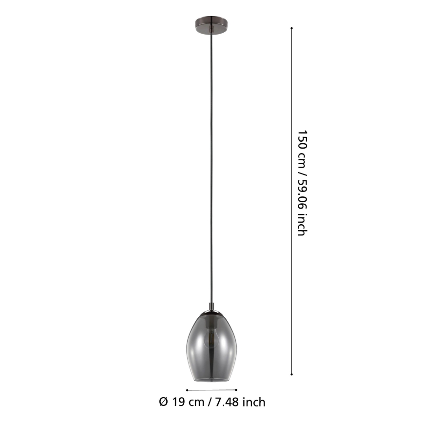 Eglo - Candeeiro suspenso 1xE27/60W/230V fumado