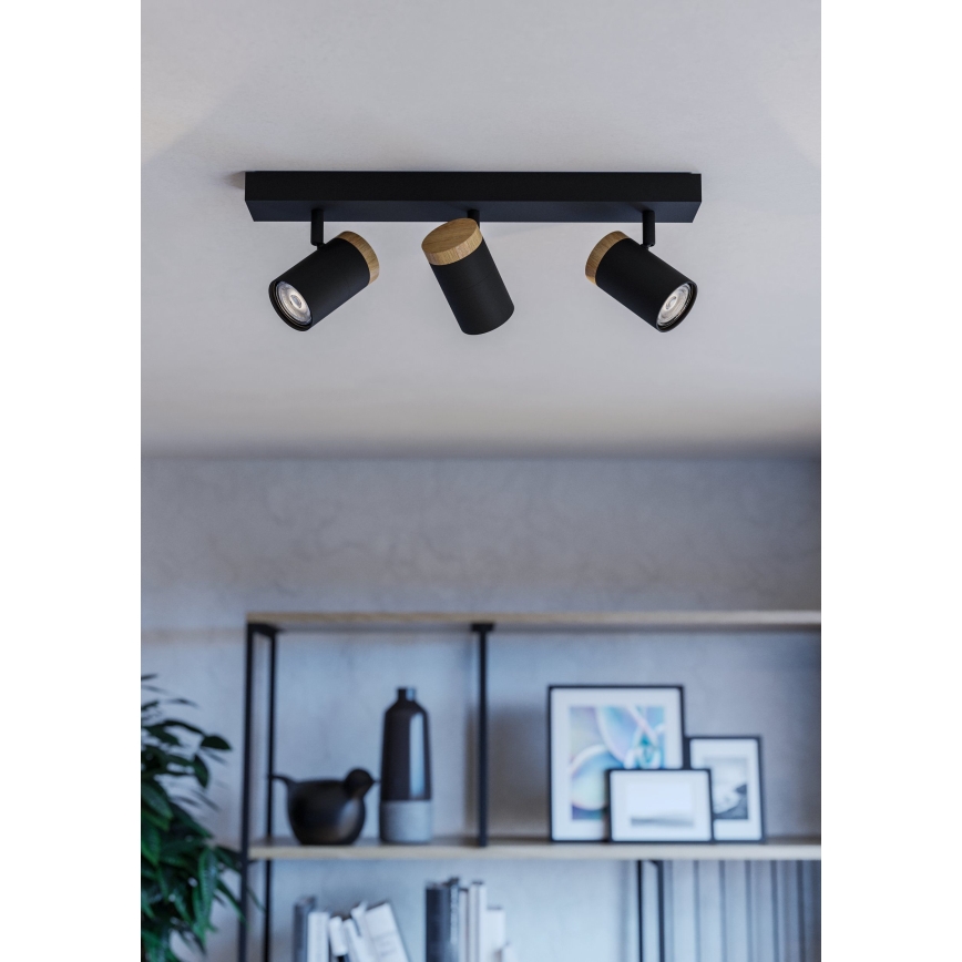 Eglo - Foco LED 3xGU10/4,5W/230V 3000K preto/castanho