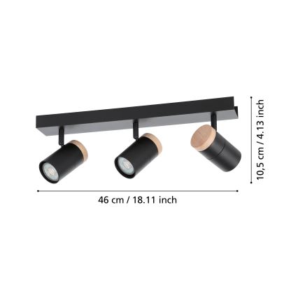 Eglo - Foco LED 3xGU10/4,5W/230V 3000K preto/castanho