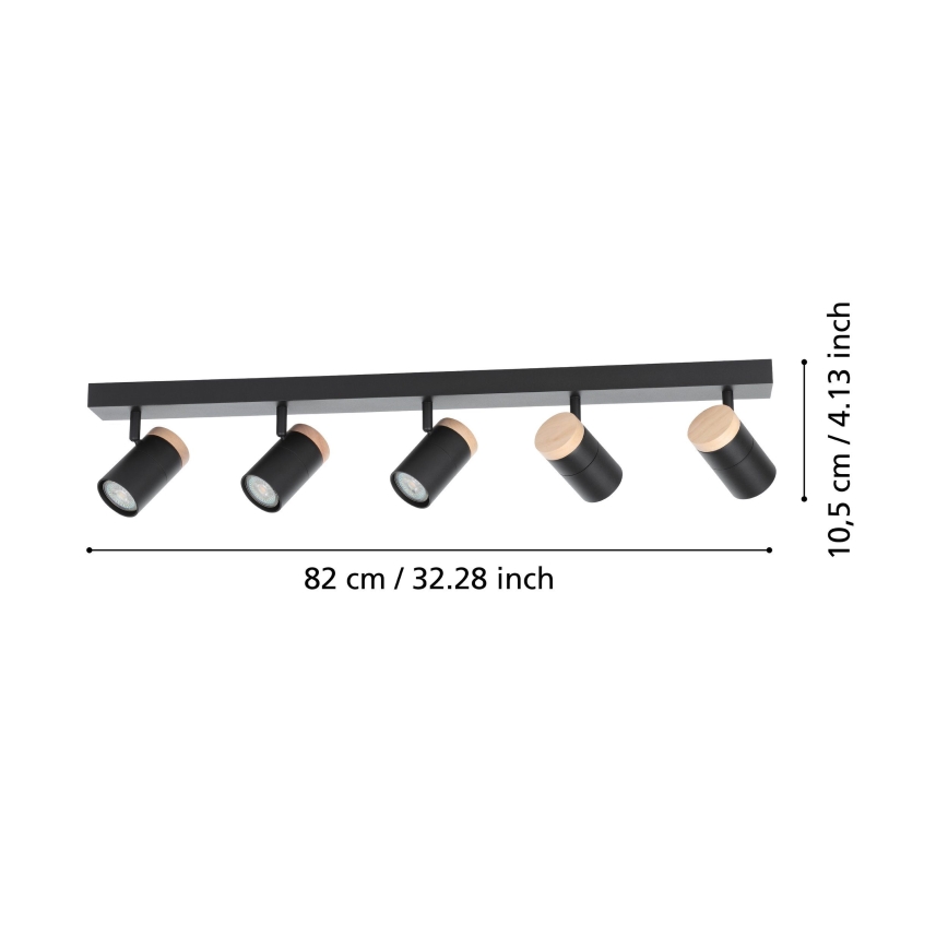 Eglo - Foco LED 5xGU10/4,5W/230V 3000K preto/castanho