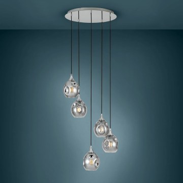 Eglo 39682 - Lustre suspenso por cabo BREGALLA 5xE27/40W/230V preto/fumê