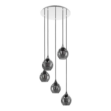 Eglo 39682 - Lustre suspenso por cabo BREGALLA 5xE27/40W/230V preto/fumê