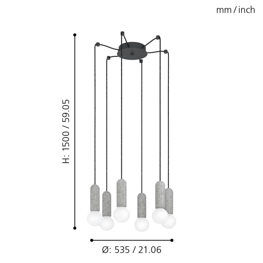 Eglo - Candeeiro suspenso 6xE27/40W/230V aranha