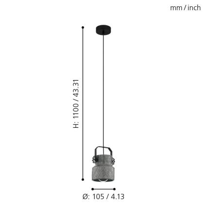 Eglo 39854 - Lustre HILCOTT suspenso por cabo 1xE27/40W/230V