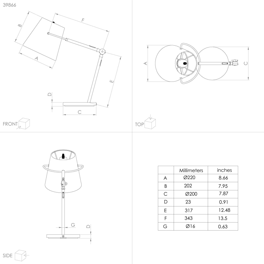 Eglo - Candeeiro de mesa 1xE27/40W/230V