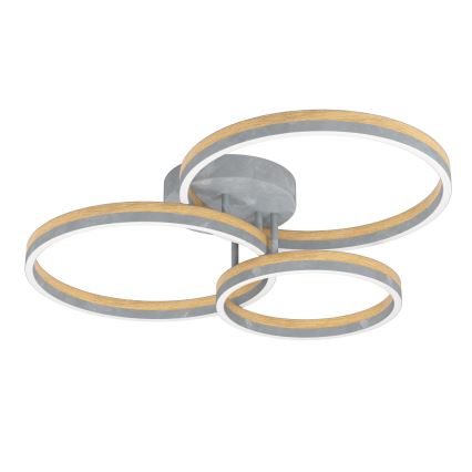 Eglo - Candeeiro integrado LED com regulação LED/12,5W/230V + 2xLED/15,5W 3000K cinzento/castanho