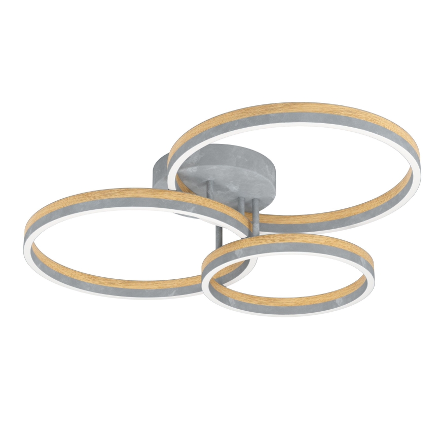 Eglo - Candeeiro integrado LED com regulação LED/12,5W/230V + 2xLED/15,5W 3000K cinzento/castanho