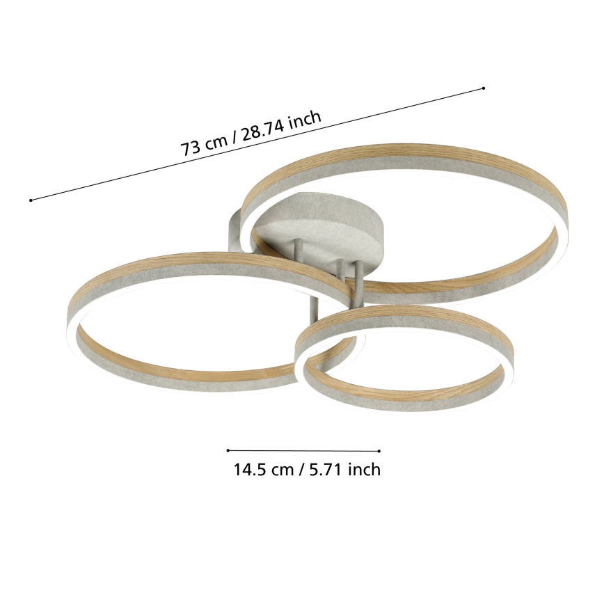 Eglo - Candeeiro integrado LED com regulação LED/12,5W/230V + 2xLED/15,5W 3000K cinzento/castanho