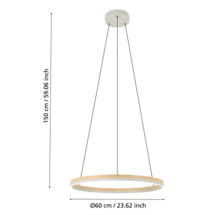 Eglo - Candeeiro suspenso LED com regulação LED/36W/230V 3000K cinzento/castanho