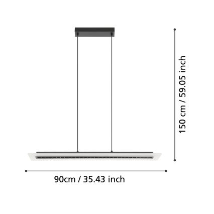 Eglo - Candeeiro suspenso LED com regulação LED/57,5W/230V 3000K preto + comando