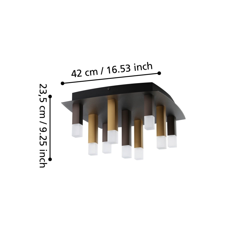 Eglo - Iluminação de teto LED com regulação 9xLED/3,1W/230V 3000K antracite/dourado