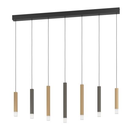 Eglo - Candeeiro suspenso LED com regulação 7xLED/3,1W/230V 3000K antracite/dourado