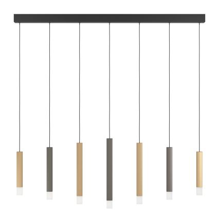 Eglo - Candeeiro suspenso LED com regulação 7xLED/3,1W/230V 3000K antracite/dourado