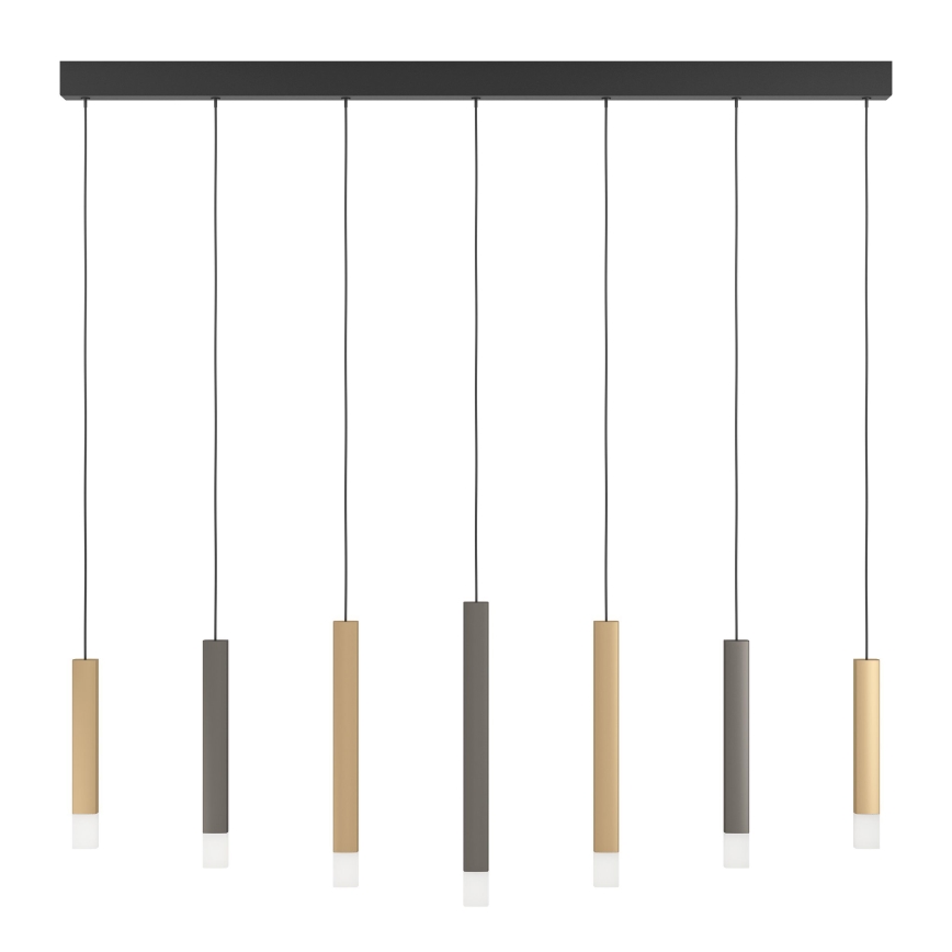 Eglo - Candeeiro suspenso LED com regulação 7xLED/3,1W/230V 3000K antracite/dourado