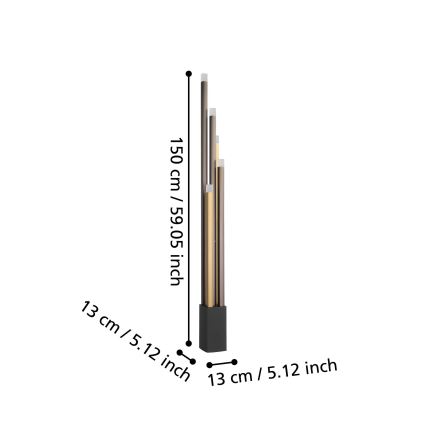 Eglo - Candeeiro de chão LED com regulação 5xLED/3,7W/230V 3000K antracite/dourado