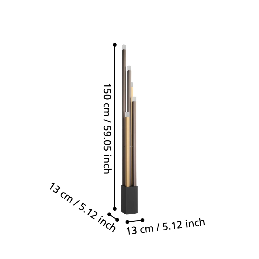 Eglo - Candeeiro de chão LED com regulação 5xLED/3,7W/230V 3000K antracite/dourado