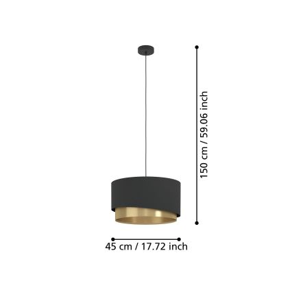 Eglo - Candeeiro suspenso 1xE27/40W/230V preto/dourado