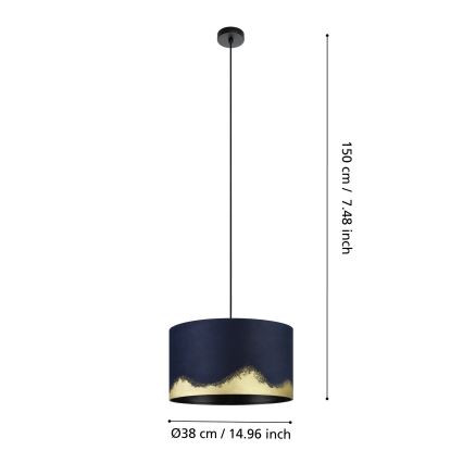 Eglo - Candeeiro suspenso 1xE27/40W/230V diâmetro 38 cm azul/dourado