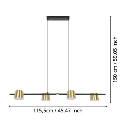 Eglo - Candeeiro suspenso LED 4xGU10/4,6W/230V 3000K dourado