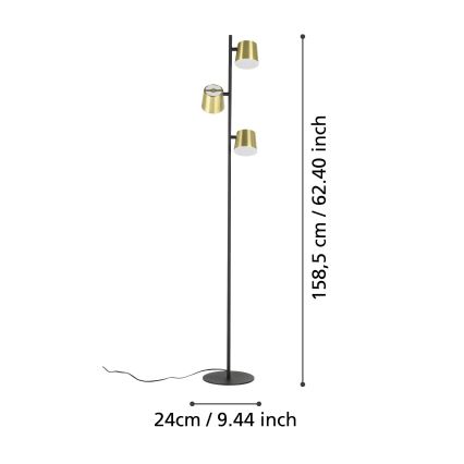 Eglo - Candeeiro de chão LED 3xGU10/4,6W/230V 3000K dourado