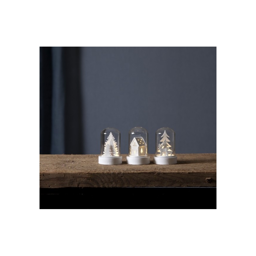 Eglo - CONJUNTO 3x Decoração de Natal LED 1xLED/0,06W/1xCR2032 branco