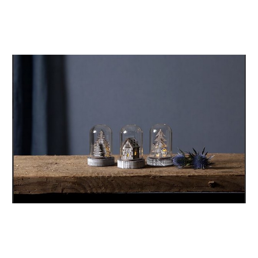 Eglo - CONJUNTO 3x Decoração de Natal LED 1xLED/0,06W/1xCR2032 castanha