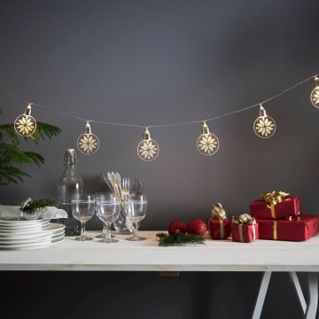 Eglo 411112 - Cordão de luzes LED ORNAMENT 10xLED/3xAA 2,4m branco quente