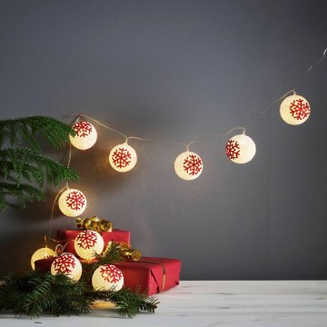 Eglo 411113 - Cordão de luzes LED de Natal ORNAMENT 10xLED/3xAA 1,65m branco quente