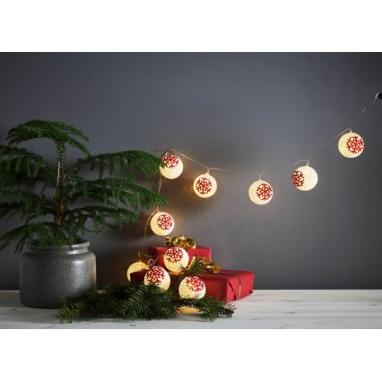 Eglo 411113 - Guirlanda LED ORNAMENT 10xLED/3xAA 1,65m branca quente