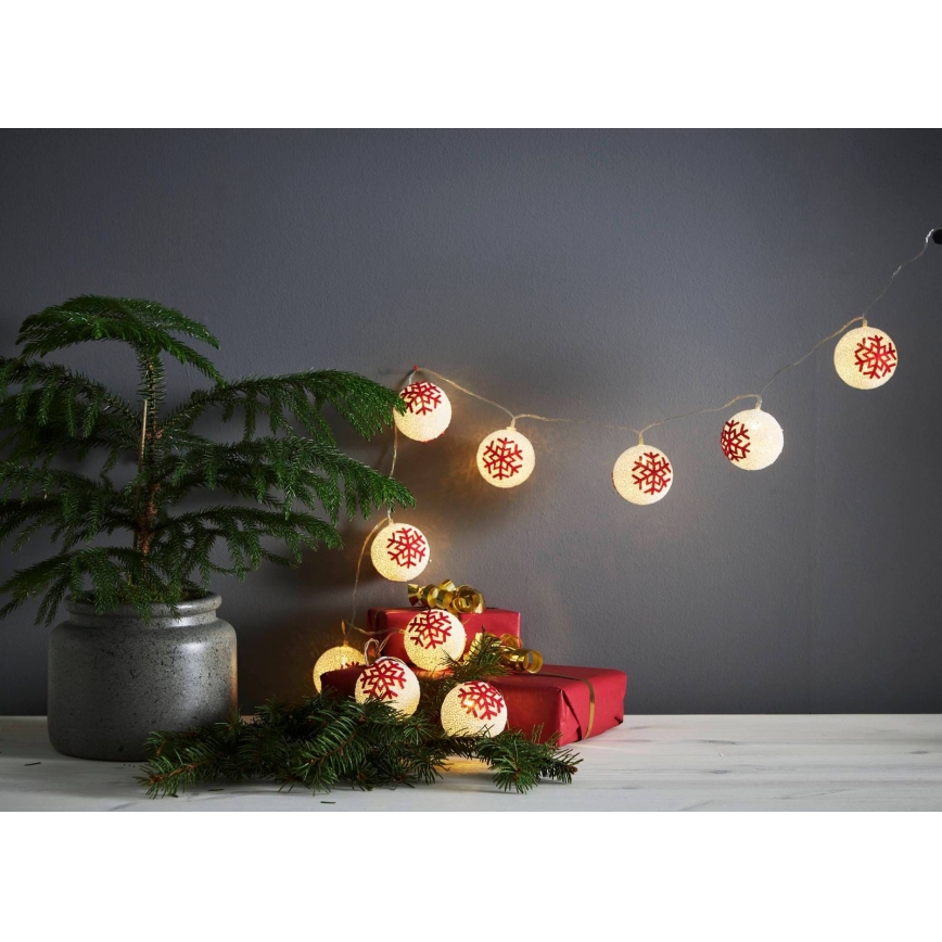 Eglo 411113 - Guirlanda LED ORNAMENT 10xLED/3xAA 1,65m branca quente