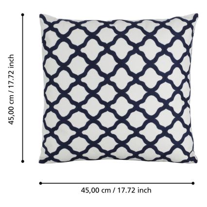 Eglo - Almofada decorativa 45x45 cm branco/azul
