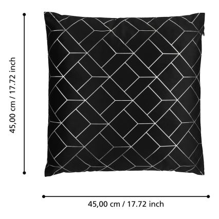 Eglo - Almofada decorativa 45x45 cm preto/prateado