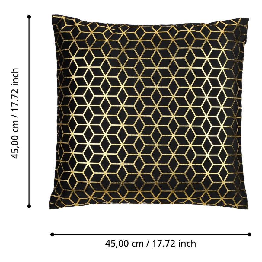Eglo - Almofada decorativa 45x45 cm preto/dourado