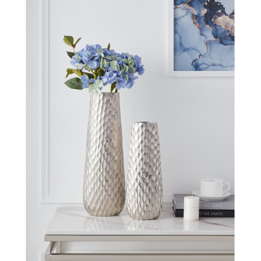 Eglo - Jarra de metal 40,5x14 cm prateado