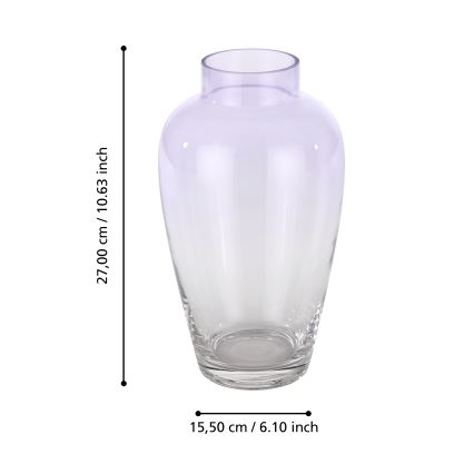 Eglo 421356 - Vaso de vidro KENYASI 27x15,5 cm roxo
