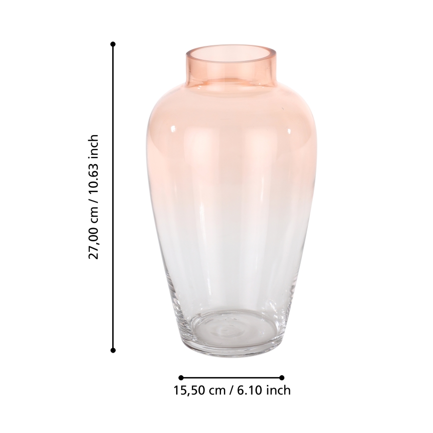Eglo 421357 - Vaso de vidro KENYASI 27x15,5 cm rosa