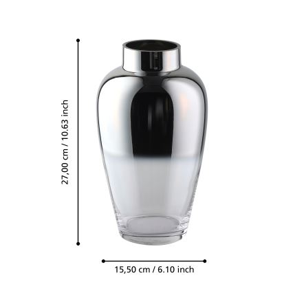 Eglo 421359 - Vaso de vidro decorativo KENYASI 27 x 15,5 cm, acabamento cromado brilhante