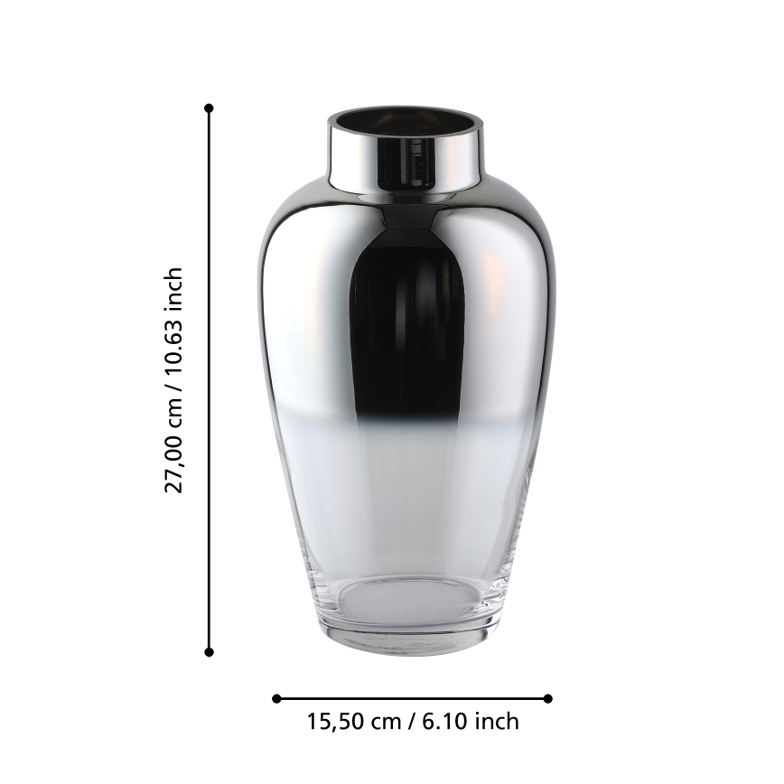 Eglo 421359 - Vaso de vidro decorativo KENYASI 27 x 15,5 cm, acabamento cromado brilhante
