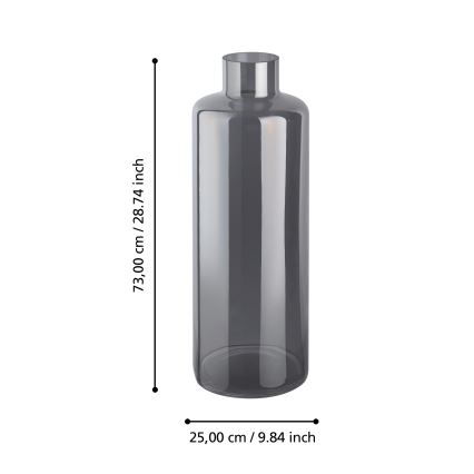 Eglo 421381 - Vaso de vidro NABAS 73x25 cm preto/fumê