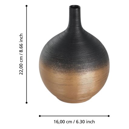 Eglo - Jarra de cerâmica 22x16 cm preto/dourado