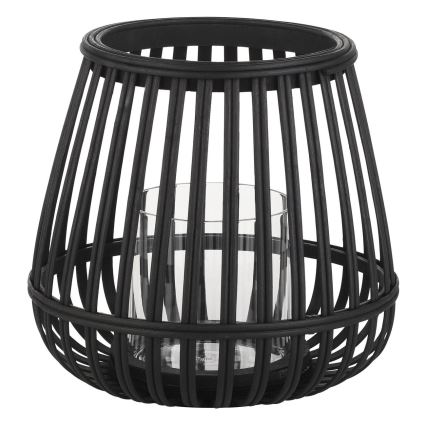 Eglo - Castiçal 20x22 cm preto/bambu