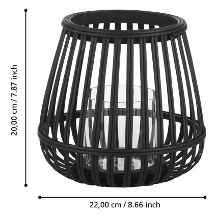 Eglo - Castiçal 20x22 cm preto/bambu