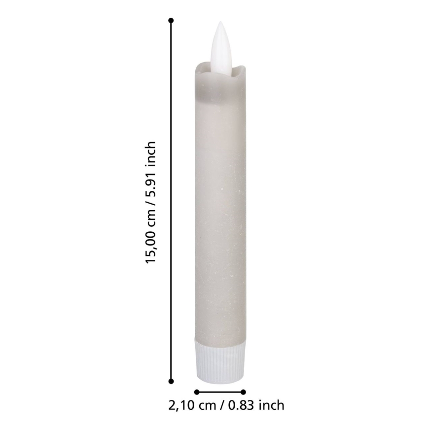Eglo 422223 - CONJUNTO 2x Velas LED ANTANABE LED/1xAAA 15 cm cinzento